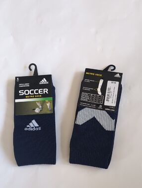 adidas Kids’s Metro Compression Soccer Socks in Navy with White Accent - S